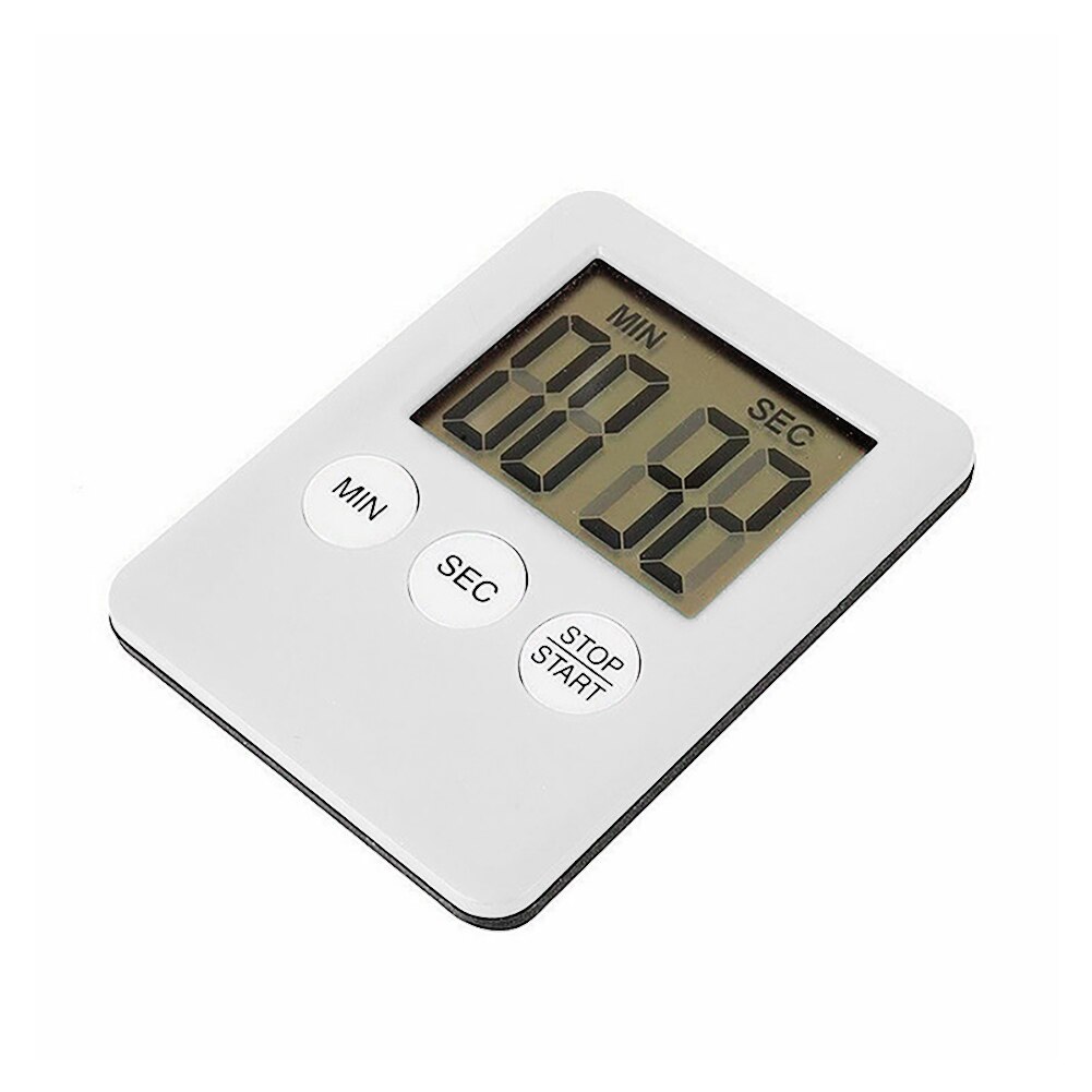 Super Thin LCD Digital Screen Kitchen Timer Square Cooking Count Up Countdown Alarm Sleep Stopwatch Temporizador Clock: White
