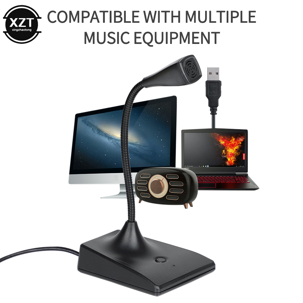 Desktop USB Microphone Computer Laptop Mini Microphone Flexible Tube Neck Adjustable PC Mic
