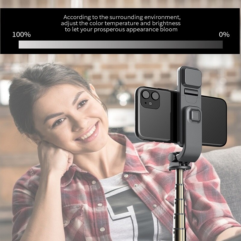 FANGTUOSI Bluetooth Selfie Stick Monopod mini trípode con luz de relleno LED y Disparador remoto para el teléfono móvil