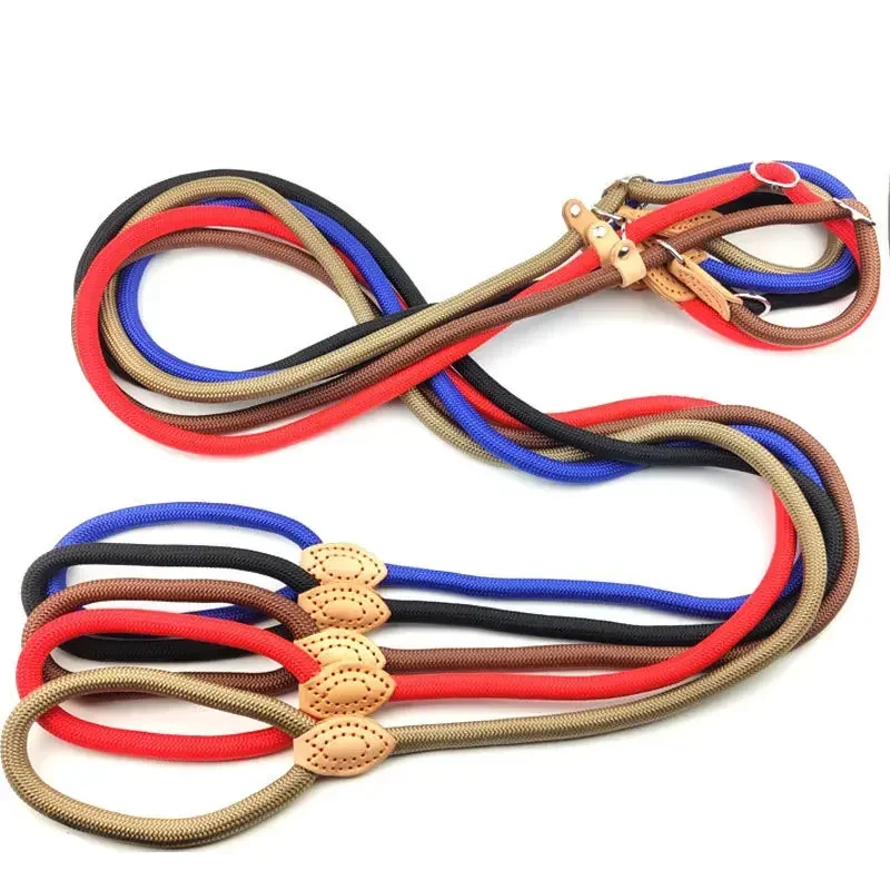 Correa para perro, cuerda antideslizante, correa de plomo, cuerda trenzada resistente, Collar de bucle ajustable, correas de entrenamiento para perros medianos y grandes, accesorios