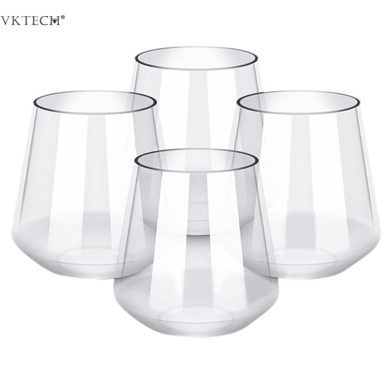 4 stks/set Wijn Glazen Transparante Whisky Onbreekbaar Plastic Vruchtensap Bier Cup Glas Onbreekbaar Drinkbeker Bar Drinkware