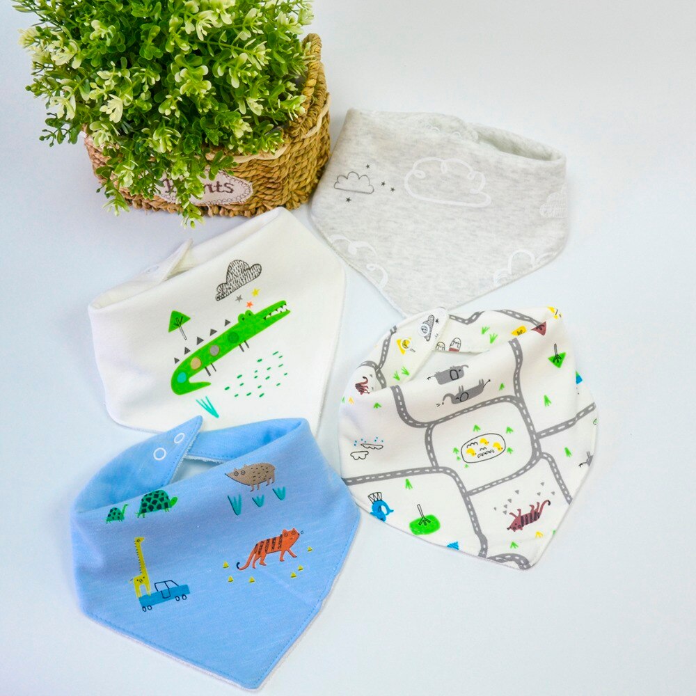 Infant Baby Bibs Cotton Newborns 3 Layers Waterproof 0-24 months 3 pieces/set snaps Bandana for babies Baby Feeding Accessories