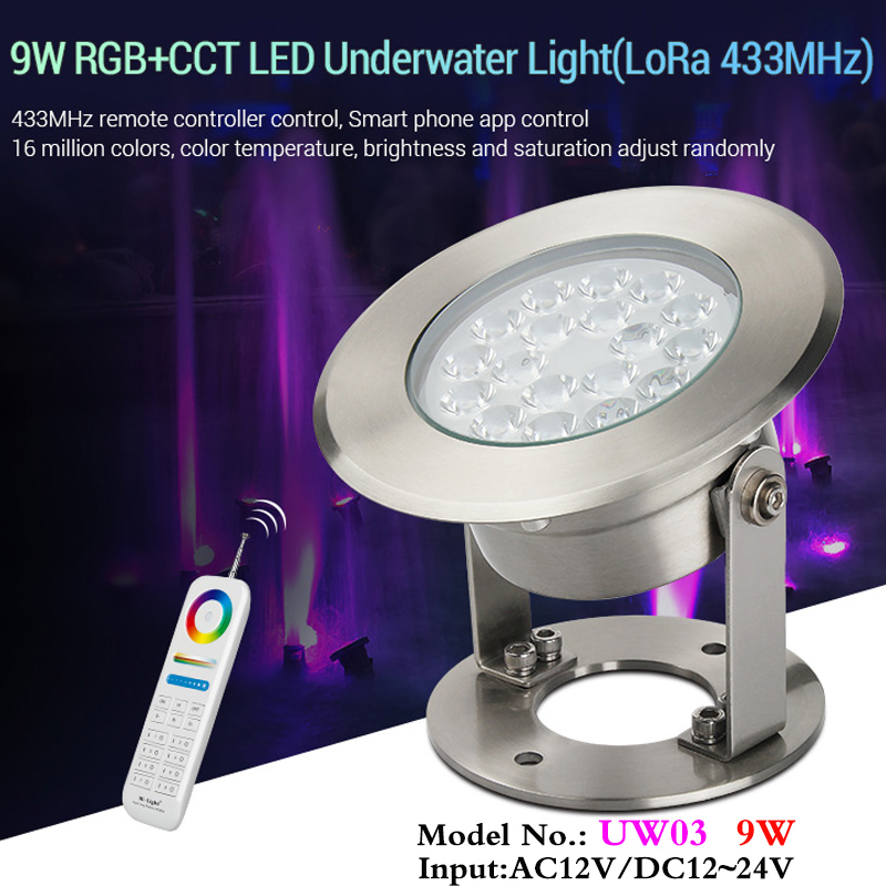 9W RGB + CCT LED Onderwater Verlichting voor zwembaden Vijvers fonteinen (LoRa 433 MHz) 12V waterdichte IP68 landschap lamp kan APP/voice control