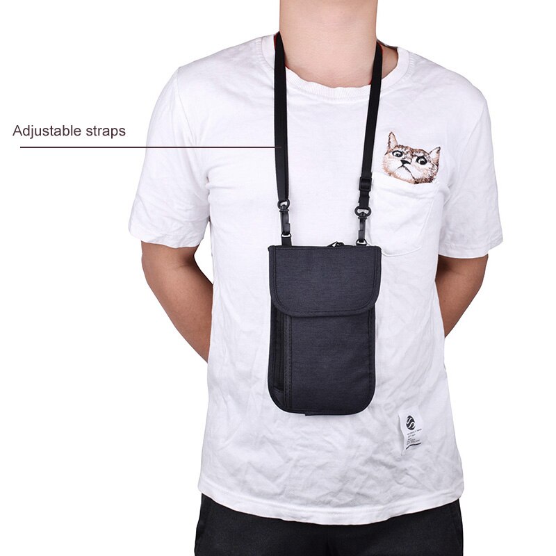 Waterproof RFID Blocking Card Holder Multifunction Neck Hanging Passport Holder Pouch Travel Wallet for Men & Women