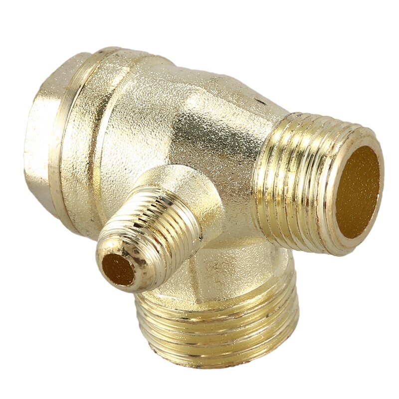2/5 " 3/8 " pt 1/2 "pt utvendige gjenger 3- veis metall luftkompressor tilbakeslagsventil gullfarge
