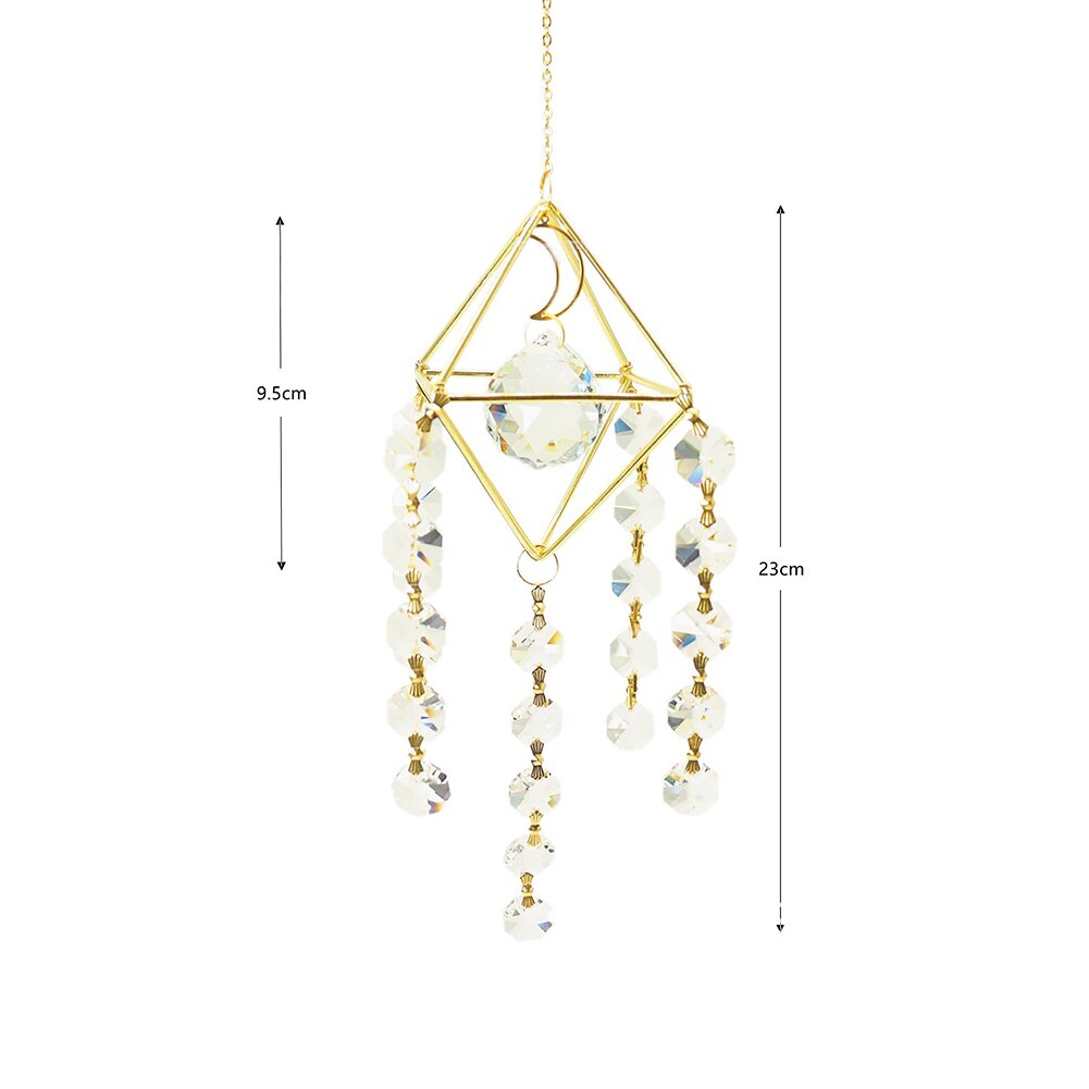 Crystal Windchimes Ster Maan Hanger Hexagon Prisma Zon Licht Catcher Tuin Venster Bruiloft Opknoping Home Decor Wind Chime