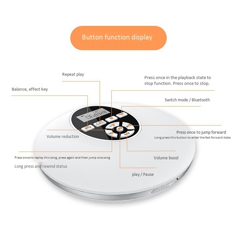 Portable Bluetooth CD Player LCD Display Walkman Surround Sound Adults Students Kids Personal Compact Disc CD Player radio cd