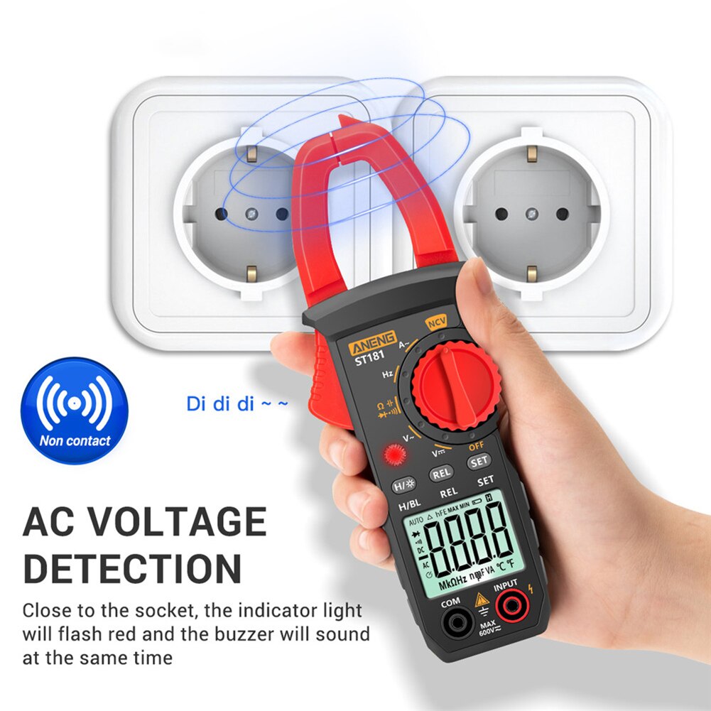 Digital klippmätare ström 4000 räkningar multimeter amperemeter ström spänningsprovare bil ampere hz kapacitans ncv ohm test