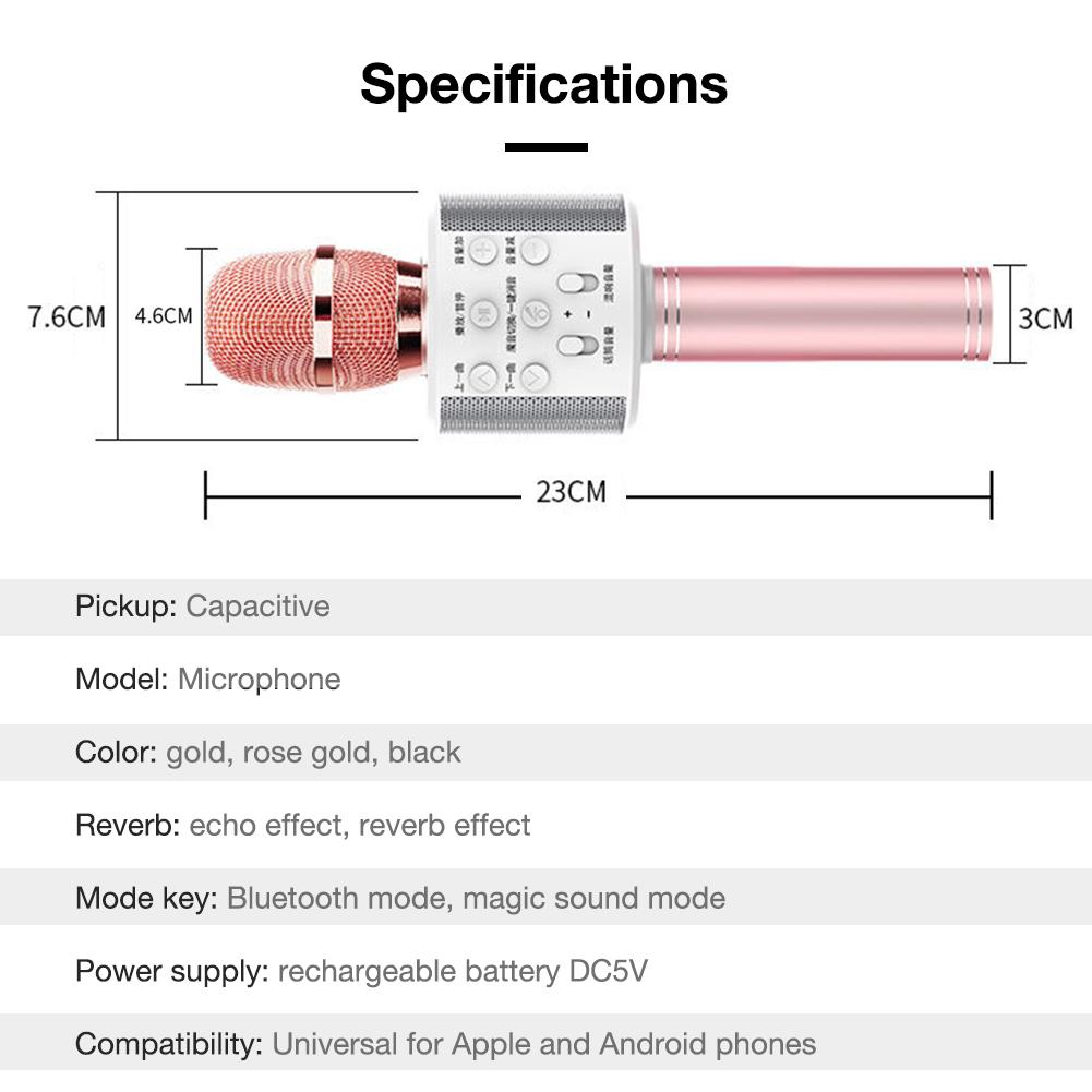 USB Mini Karaoke Wireless Microphone Bluetooth Karaoke Portable Handheld Speaker Home KTV Player Mic Karaoke WS-858