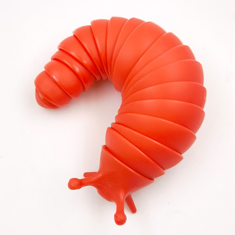 Fidget Slug Articulated Slug Finger Flexible Fidget Sensory Toys Anti-Anxiety Relief Year Chritmas for Aldut Chidlren: red