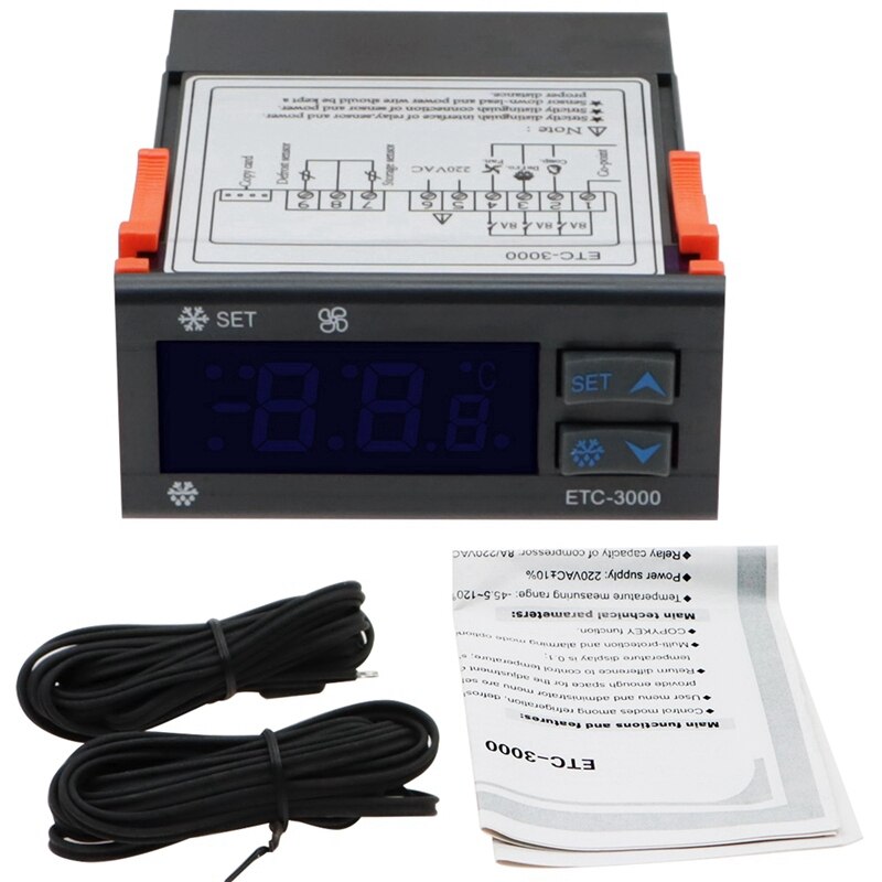 Minicontrolador de temperatura para refrigerador, regulador de termostato, termorregulador NTC, Sensor Dual, 220V, 40% de descuento, ETC-3000 en: Default Title
