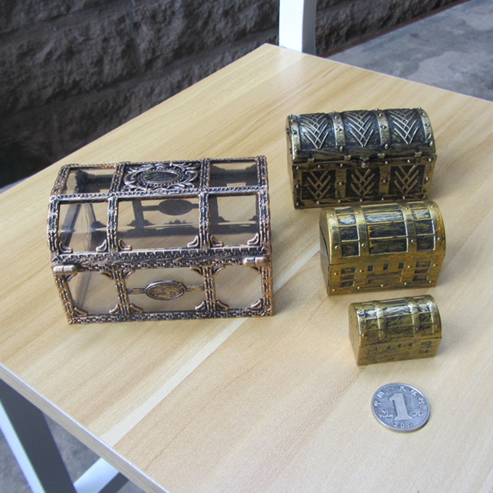 Plastic Pirate Treasure Box Crystal Gem Jewelry Box Storage Organizer Chest Box Treasure For Jewelry Gem Trinket Box
