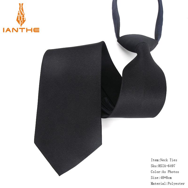 Men Necktie Zipper Lazy Tie Solid 8cm Ties Business for Man Gravatas Handkerchief Bowtie Mens Wedding Shirt Accessories: IA6497