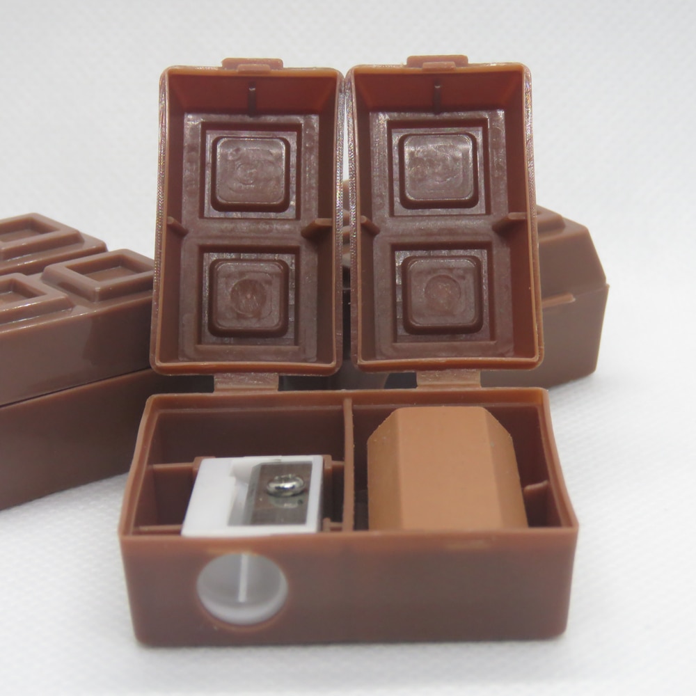 Sacapuntas de Chocolate con borrador para niños y estudiantes, sacapuntas de plástico Kawaii, conjunto de papelería, suministros escolares y de oficina