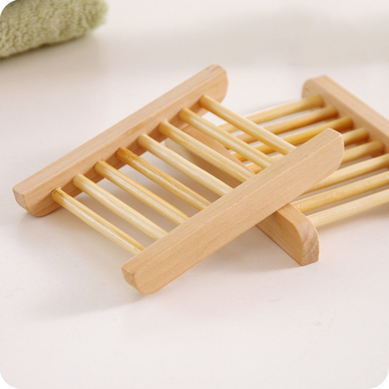 Bärbar naturlig bambu tvålkopp i trä duschlåda hållare behållare ställning förvaringslåda badrum dränera tvål skålar: C
