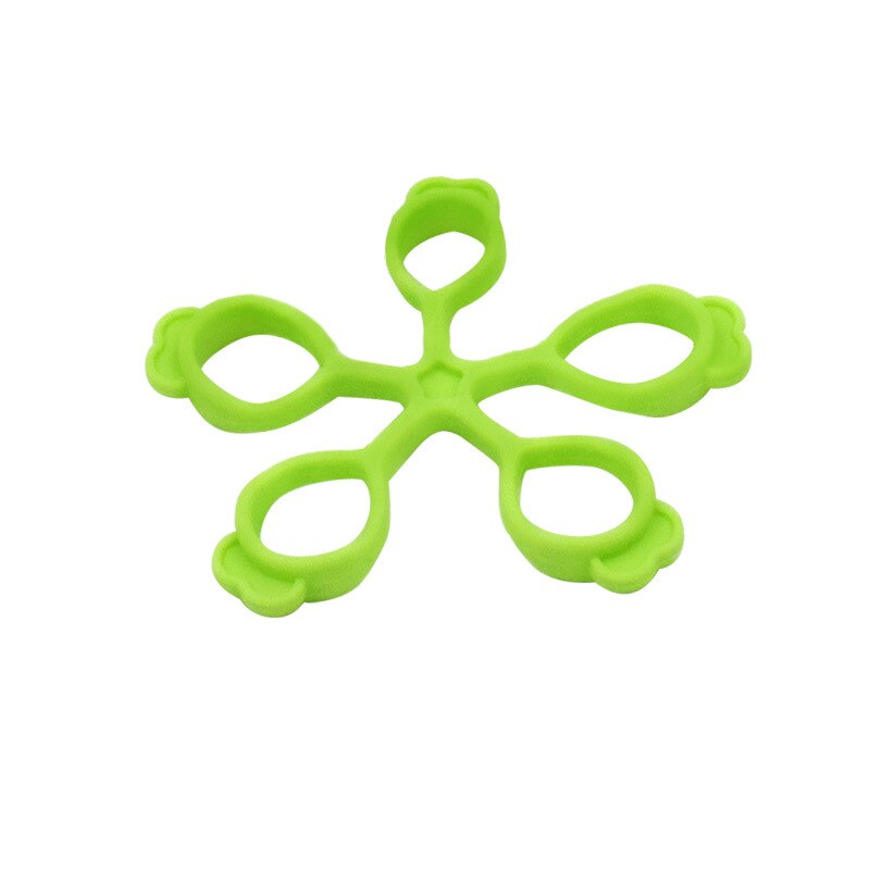 Entrenador de dedos en forma de flor, expansor de dedo de silicona, Anillo de Poder de gelatina de cinco dedos, alivio de tensión, buje, ejercicio físico: Verde