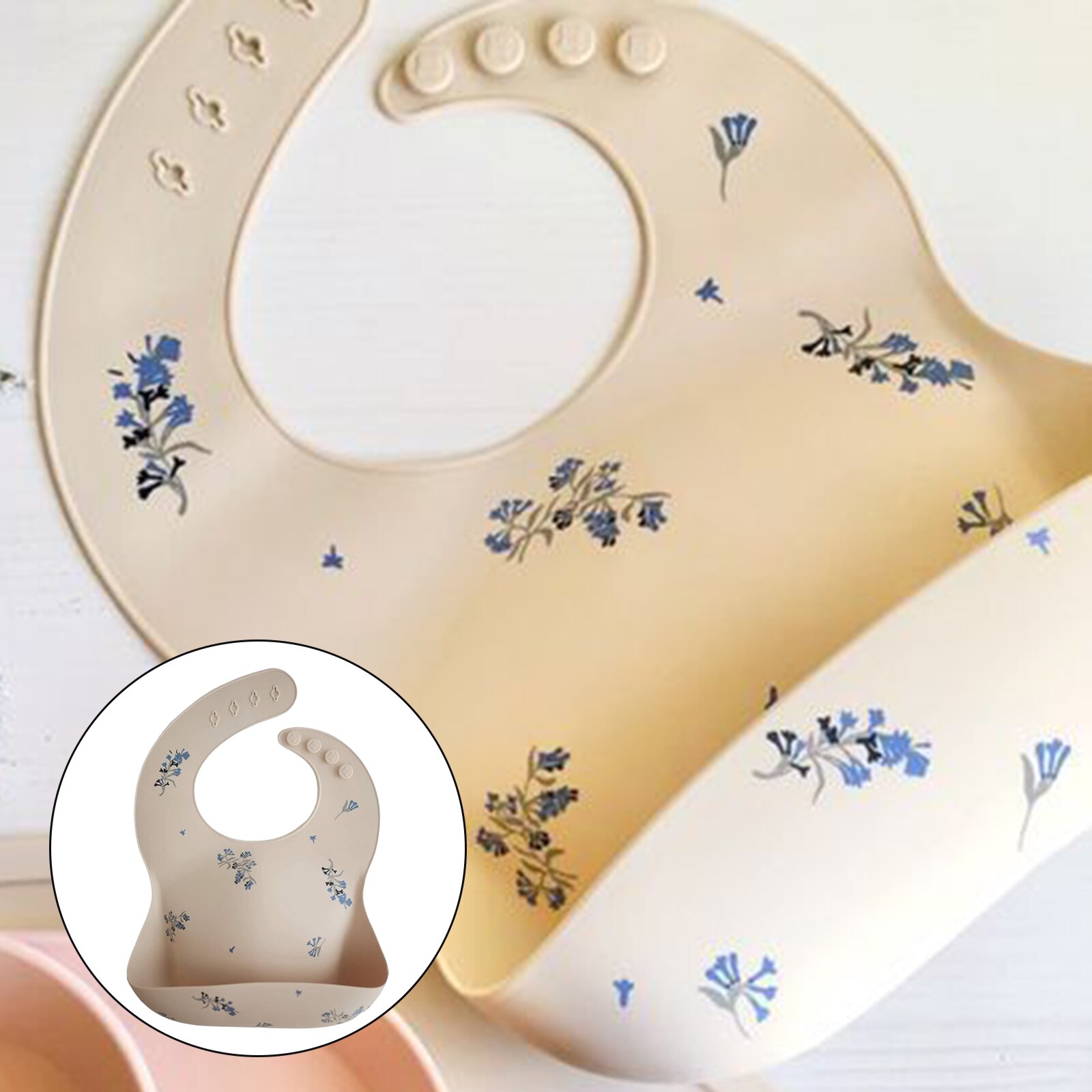 Zachte Siliconen Baby Meisje Jongen Bib Voeden Verstelbare Kids Kinderen Bib Veeg Schoon Bpa Gratis: Flower