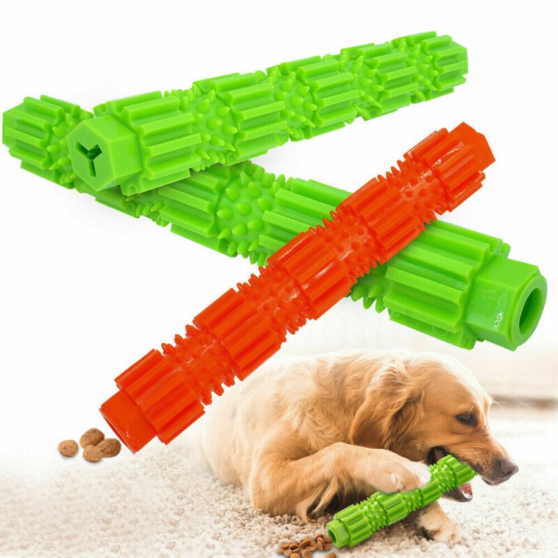 Holdbar hund tygge legetøj-aggressiv tyggeben legetøj hund tandbørste stick blød gummi lille hund tandpasta kæledyr tandbørste
