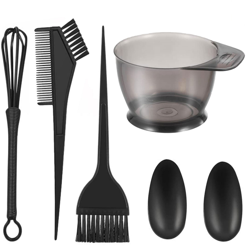 6 unids/set Kit para teñir el cabello para barbería y uso doméstico- Incluye herramientas de peluquería para una combinación de colores perfecta y: Default Title