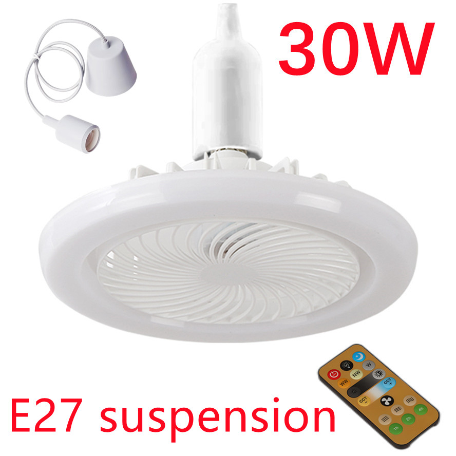 30W 3In1 Ceiling Fan With Lighting Lamp Electric Fan E27 Converter Base With Remote Control For Bedroom Living Silent AC85V-265V: GRAY
