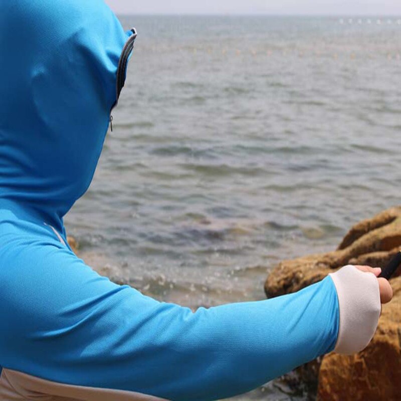 Pustende anit uv fiskedress solbeskyttelse hettegenser fiskeskjorte herre hurtigtørre klær fotturer klatreskjorte genser bæres