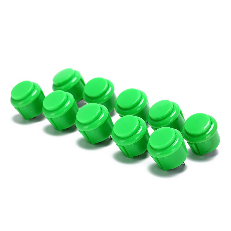 10pcs 24mm Factory Price Arcade Button Round Push Button Built-in Small Micro Switch For DIY Arcade Controller Ja Mame: Green