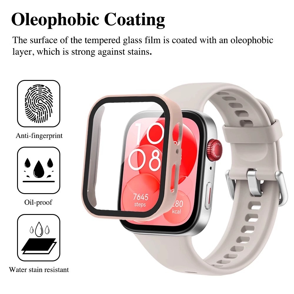 Vidrio + funda para Huawei Watch Fit 3, Protector de pantalla integral, parachoques duro de PC, funda de reloj de vidrio templado para Huawei Watch Fit 3