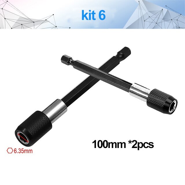 Tournevis à tige hexagonale de 1/4 pouces à dégagement rapide, porte-embout magnétique avec barre d'extension de collier réglable connecteur de 60mm 100mm 150mm: jaune clair