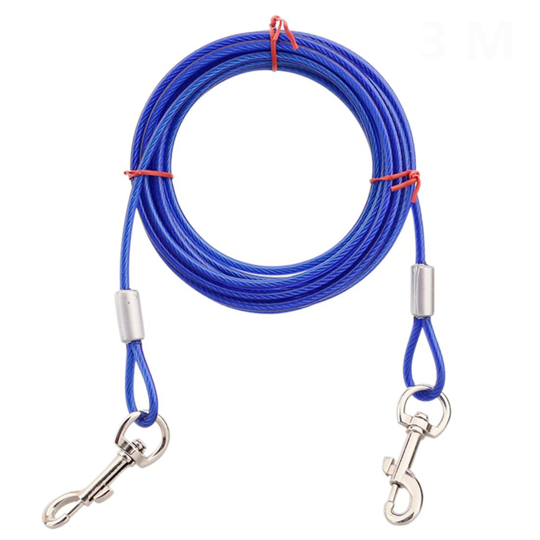 Correas de perro Cable de alambre de acero con doble cabeza ganchos de Metal 3M 5M 10M de largo PL008: Blue / 10M