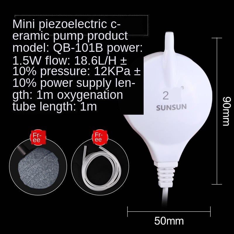 Mini luftpumpe henge sugetank bord øke oksygenpumpe dempet lav lyd, luftkompressor boble stein boble for mini akvarium: Qb -101b