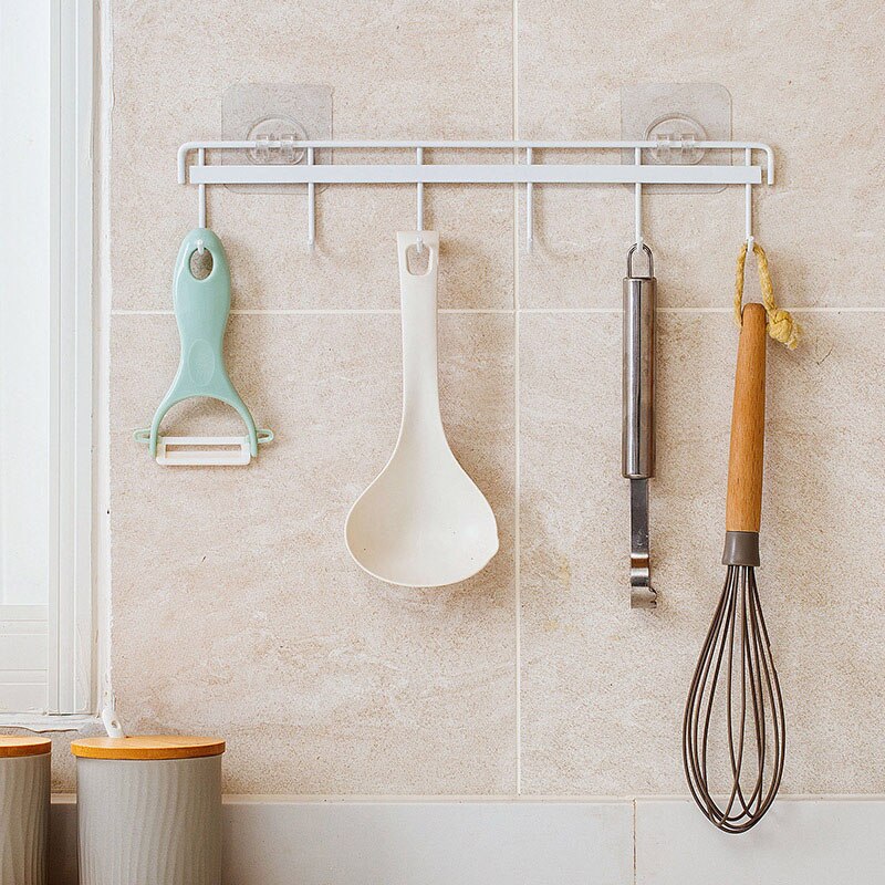 6 Haken Muur Opknoping Haak Rek Keuken Keukengerei Handdoek Haak Hanger Voor Muur Deur Terug Keuken Badkamer Organizer Zelfklevende