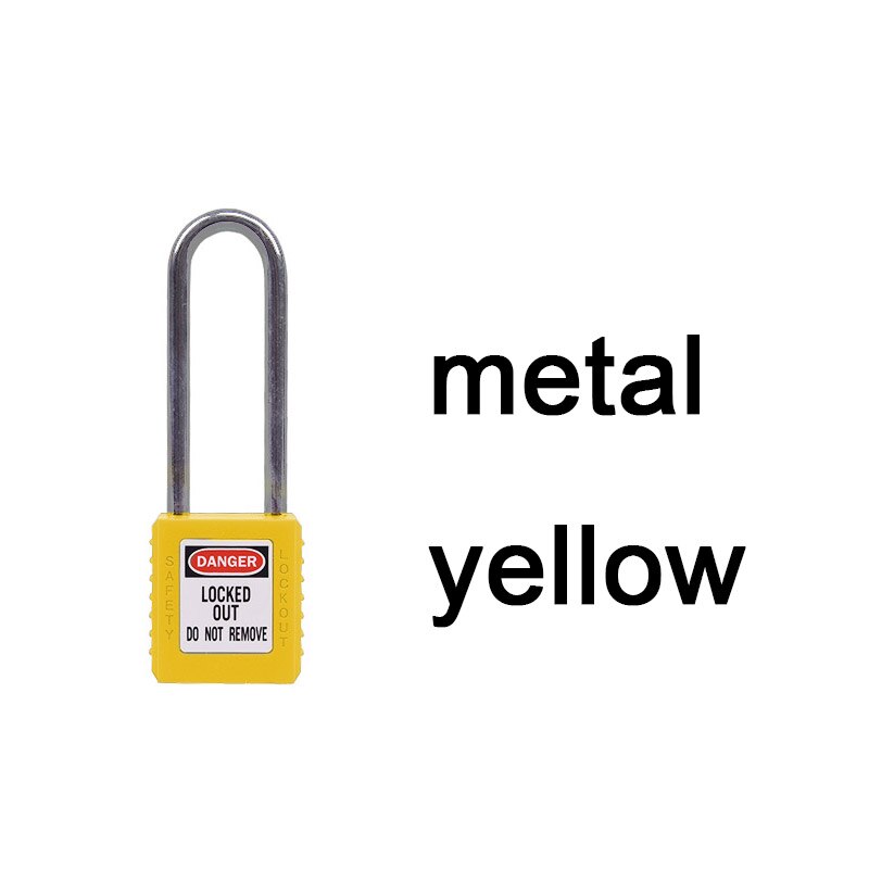 1pcs ABS lock security padlock plastic shackle safety padlock 76mm nylon non conductive safety padlock, with 2 unique key: Metal yellow