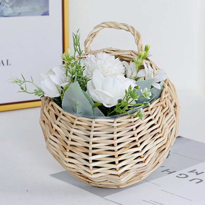 Plantenmand rotan rond, beigegrijs, rieten mand met inzetstuk voor Plantenmand rotan rond, beigegrijs, rieten mand met inzetstuk voor
