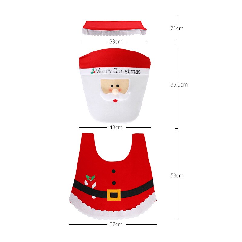 Kerst Toilet Seat Cover Set Tapijt Happy Santa Feestelijke Set Badkamer Wc Mat Wc Accessoires Kerstversiering