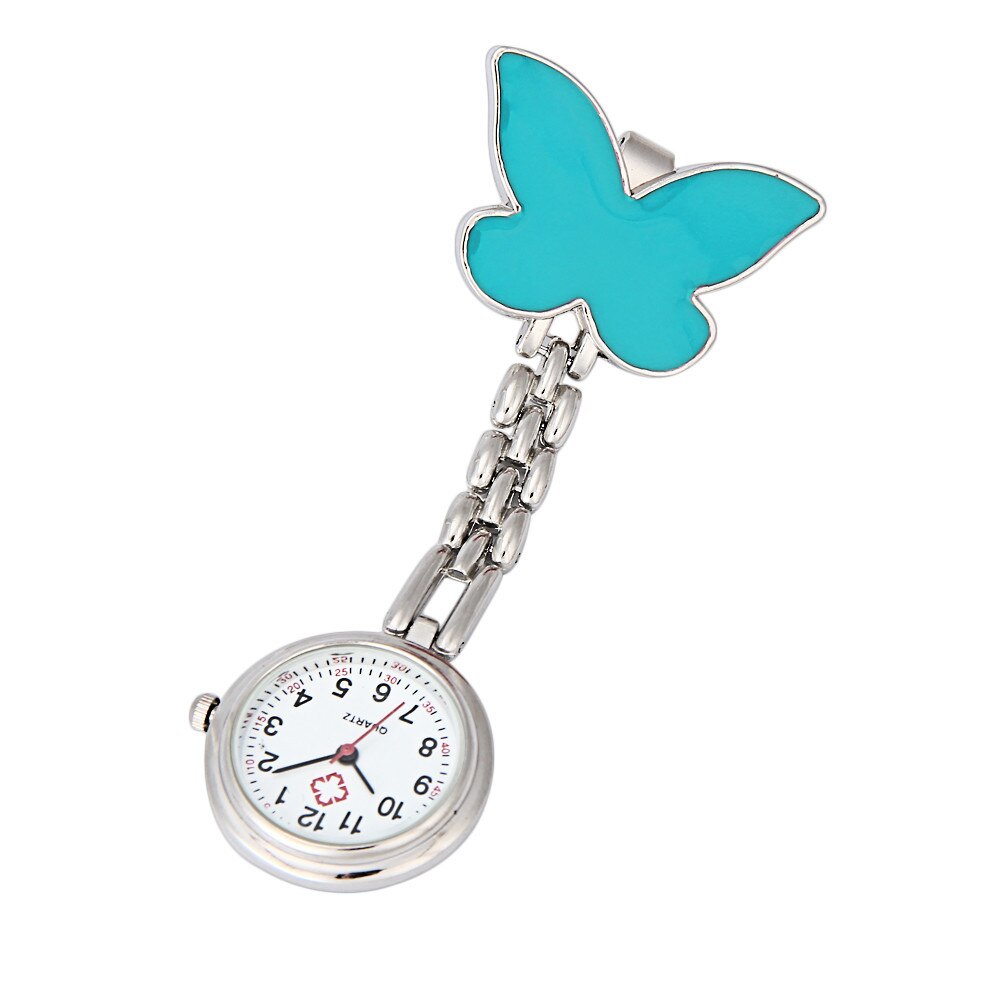 Mode Vlinder Verpleegster Arts Horloges Clip-On Fob Broche Hanger Opknoping Horloge Zakhorloge Relogio Feminino Klok