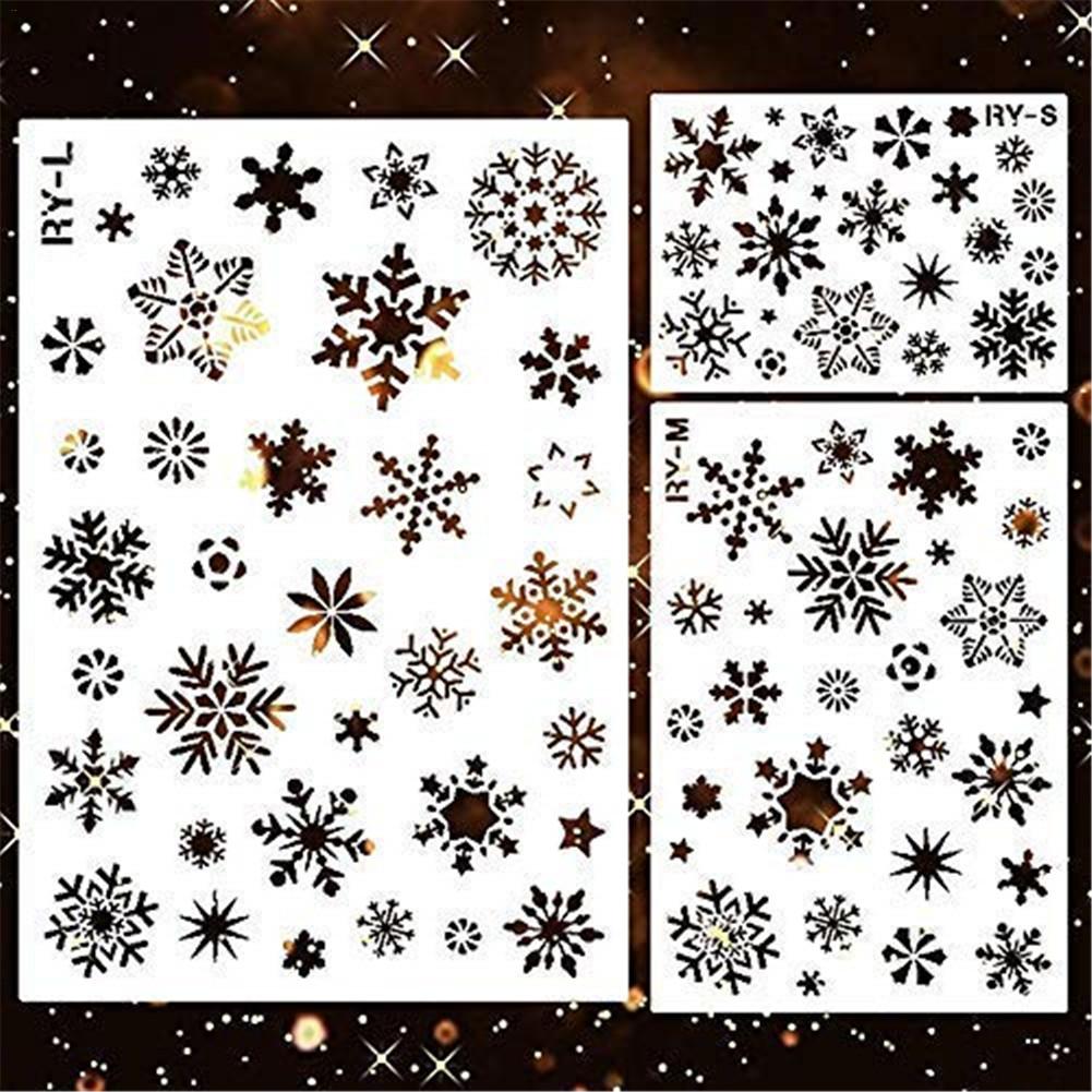3Pcs Sneeuwvlokken Stencils Xmas Decoraties Christmas Template Sets, Meer dan 30 Sneeuwvlokken Patronen Spray Sneeuw Stencil Voor Verf