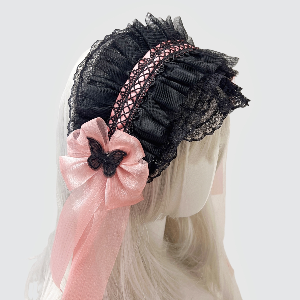 Cosplay Anime Gothic Lolita Maid Lace Headband Women Girls Ruffles Lace Flower Embroidery Hairband Headpiece Hair Hoop Accessory: Burgundy