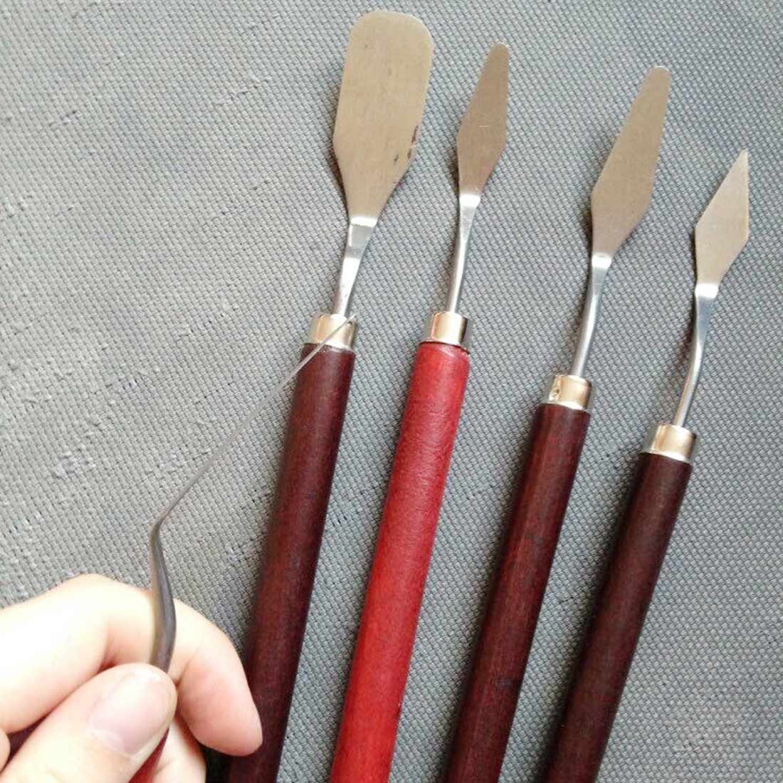 5 pieces/set of thick oil painting scraper stainless steel painting palette art painting tool set artist painting palette knife