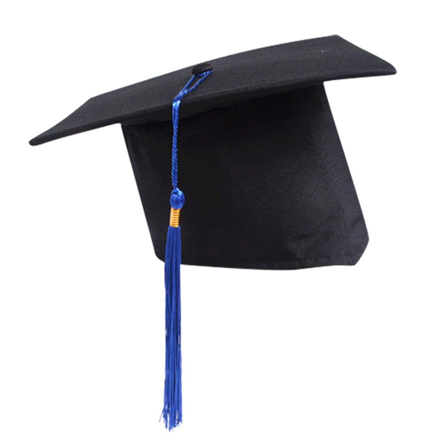 Voksne børn universel justerbar bachelor hat gradueringshue med kvast justerbar fotografering hurtigt: Blå