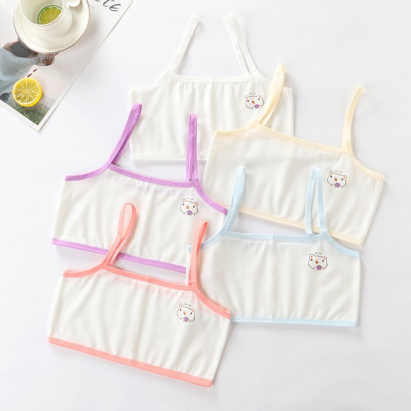 Soutien-gorge Double couche en coton pour enfants, sous-vêtements pour adolescentes de 8 à 16 ans, 5 pièces/lot: 1-20GN040