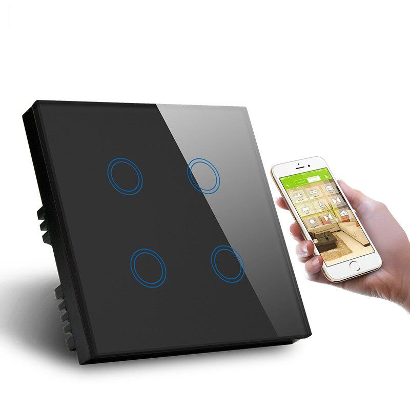 thumbnail image 2 of EU 86 Style WiFi Smart Wall Light Switch – KS-601 Tempered Glass – Works With Alexa – Touch Control White 2 of 5