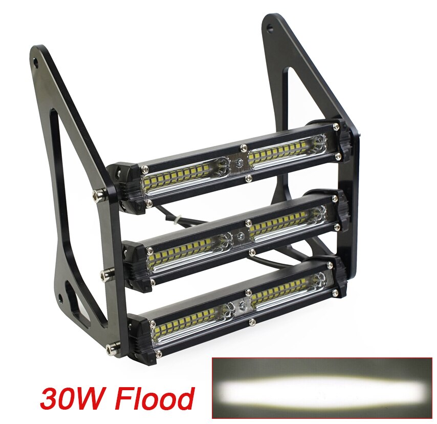 Moto Retro CG Led Motorcycle Front Fork Bracket MSX125 Headlight Universal for Honda Grom MSX125 125SF Fog Lamp Light: Flood 30w black