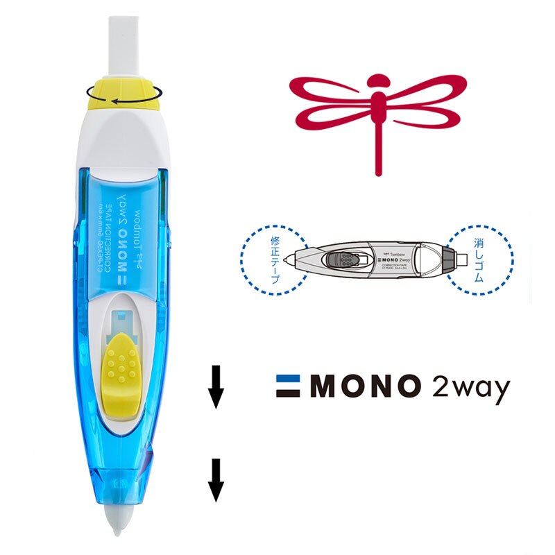 TOMBOW MONO 2WAY Eraser + Correction Tape Dual-use Erasers For Fids Rubber Kawaii School Supplies Japanese Stationery 1Pcs