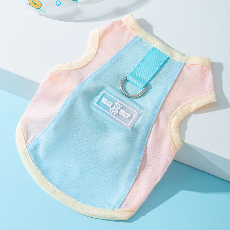 Dog Cooling Vest Thin Summer Dog T Shirt Dog Sunscreen Pet Dog Clothes with Buckle Bichon Breathable Mesh Puppy Costumes: S / green