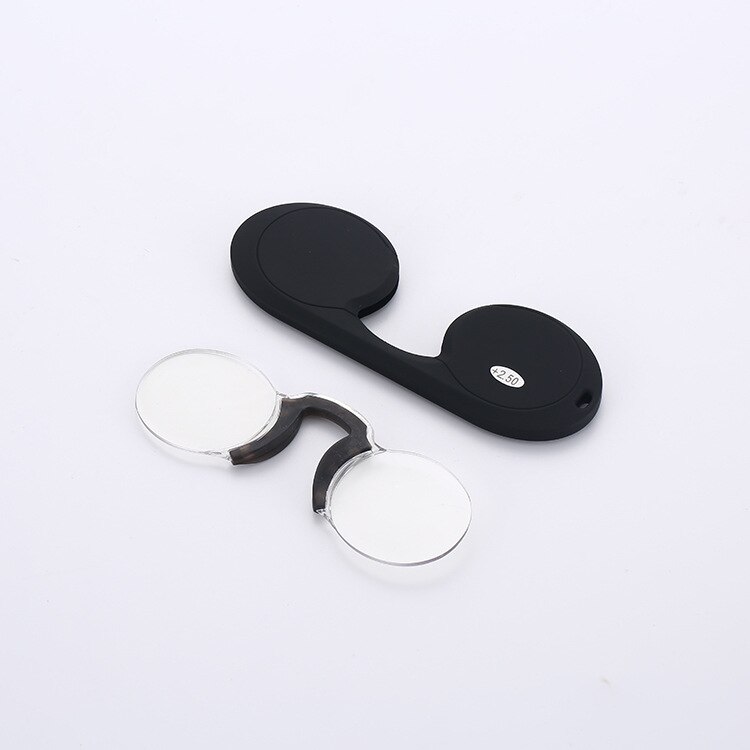 Portable Silicone Nose Clip Pocket Reading Glasses Men Women Magnifying Presbyopic Rimless Readers Spectacles Mini Keychain