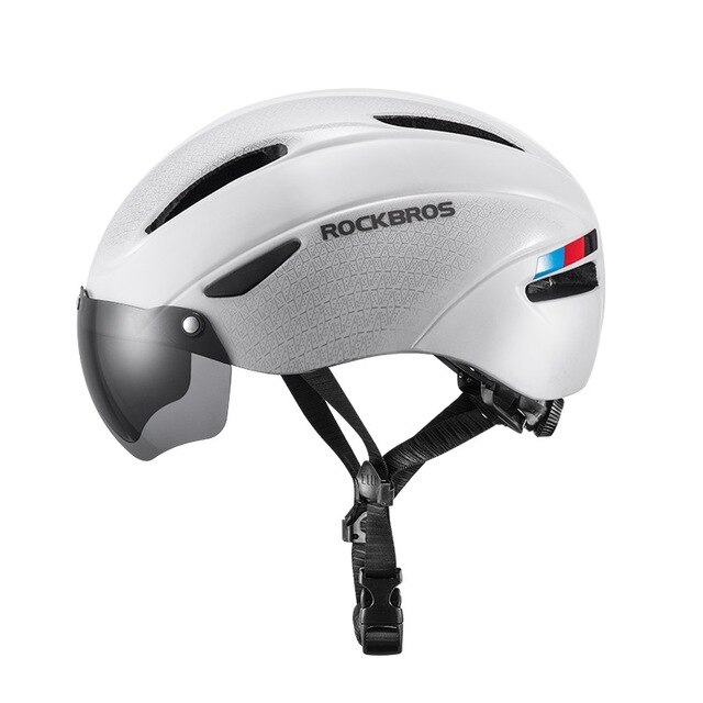 Rockbros Mannen Vrouwen Racefiets Helm Fietsen Eps Integraal Gegoten Helm Mountain Mtb Fiets Veiligheid Helm Met Bril Lens: White