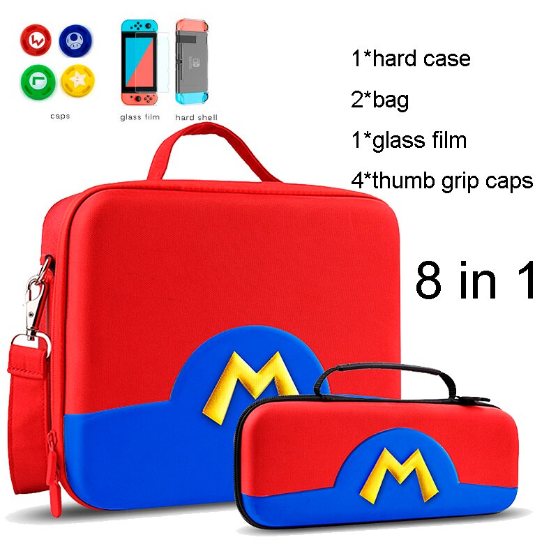 Travel Storage Bag for Nintendo Switch Waterproof Protective Hard Carrying Case Box for NS NX Nitendo Switch Console Accessories: A 8 in 1