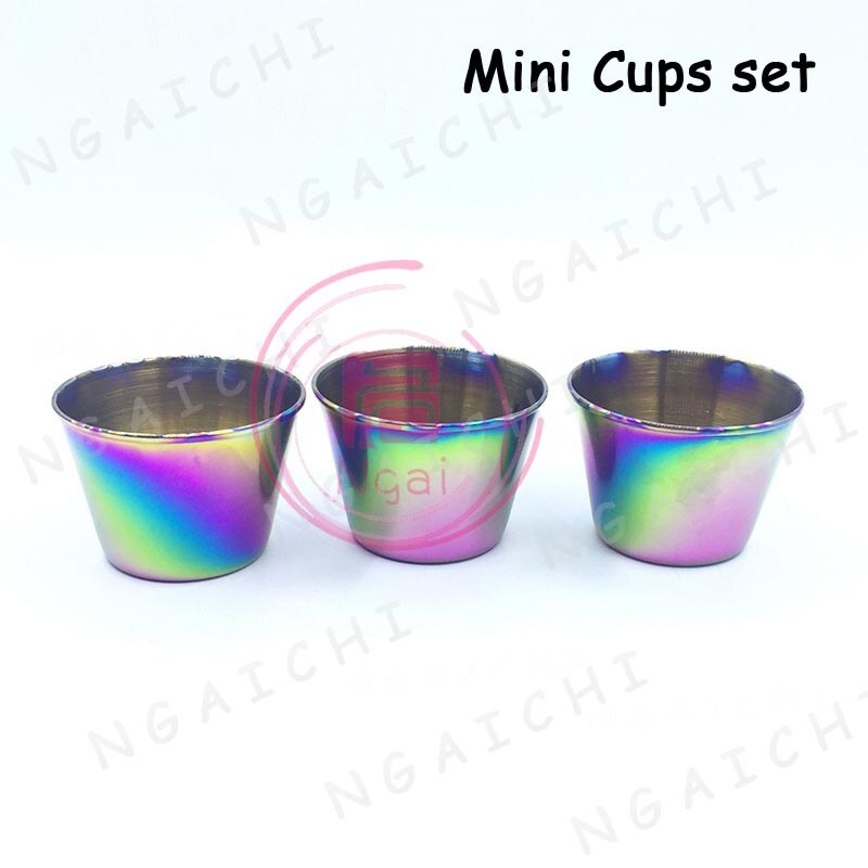 Saus Gerechten Cup Steak Saus Mini Boot Dessert Servies Set Frieten Tomatensaus Cups Set Rainbow Rvs: Mini Cups set