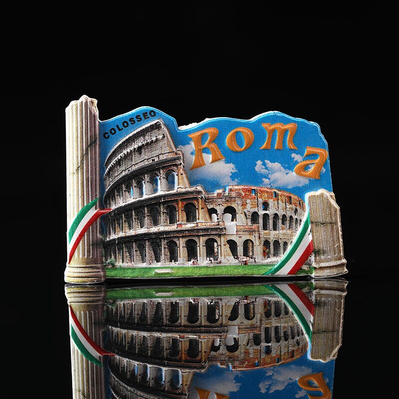 Imanes creativos de nevera de Italia Roma, recuerdo de Turismo, artesanías talladas, pegatina de resina 3D para refrigerador de viaje, pegatinas para tablero de mensajes: A