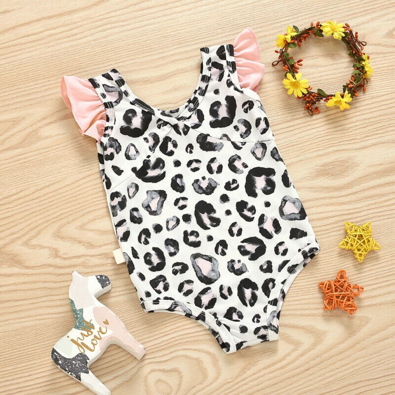 Kleinkind Baby freundlicher Mädchen Sommer Leopard Gedruckt Bikini Einem Stück Bademode Badeanzug